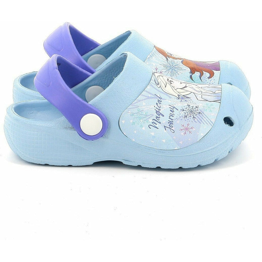Disney Frozen 2 Girls Kids Clog Sandals Mules Light Blue