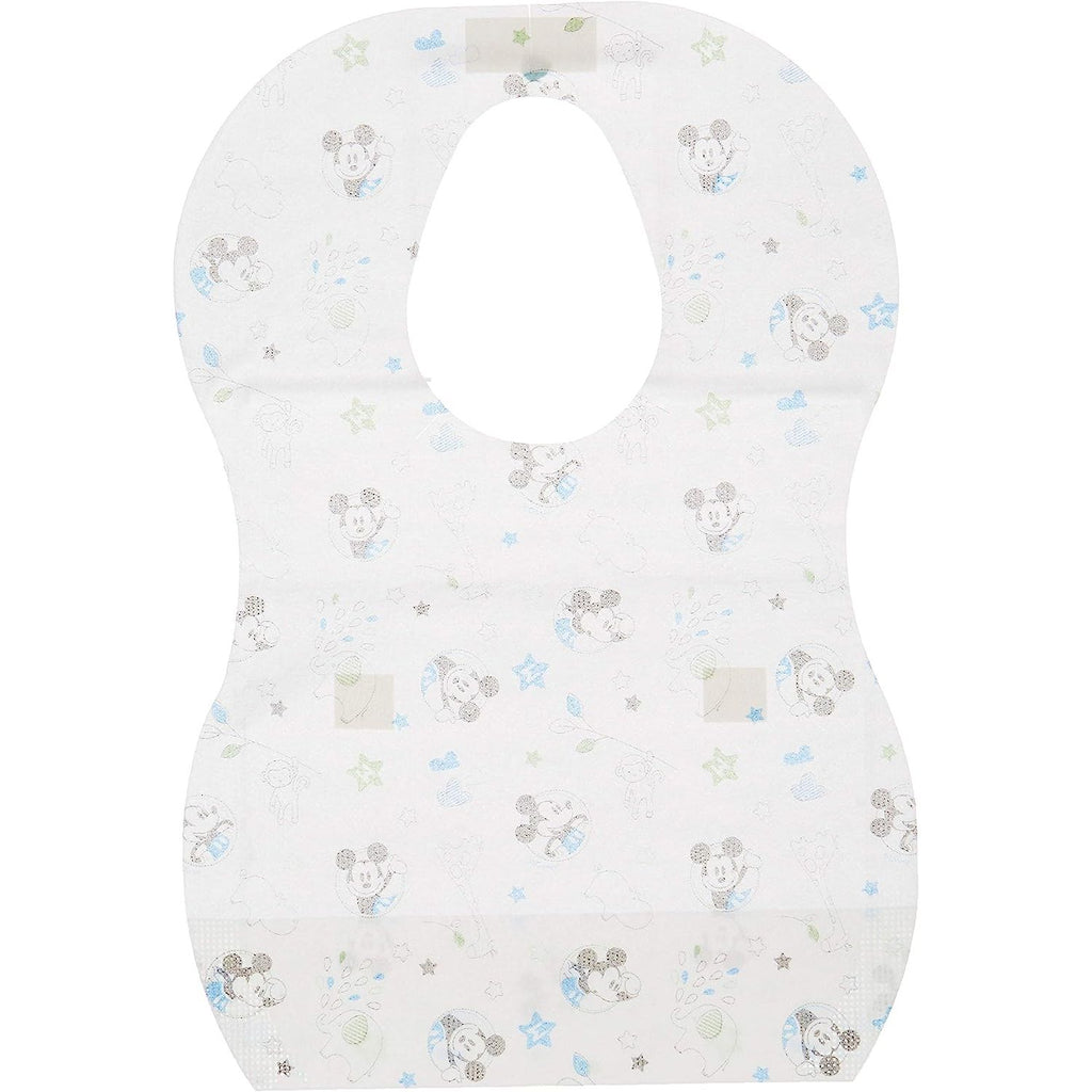 Disney Mickey Mouse Disposable Baby Bibs Super Soft, Eco Friendly, Food Catcher And Leak Proof, Sticky Snap Closure Bib For Boys. Pack Of 8. Age: 6 24 Months, Blue, Medium Blue Age 6 Months To 24 Months