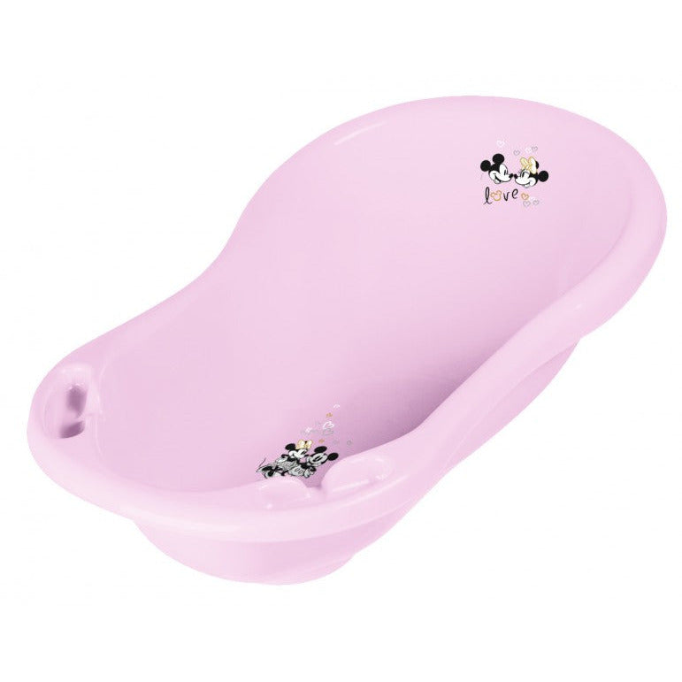 Disney Minnie Mickey Baby Bath Tub With Plug Pastel Pink Age- 6 Months & Above