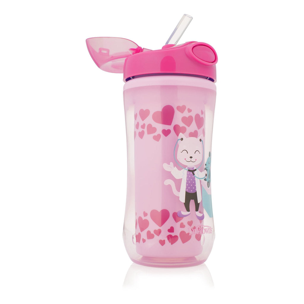 Dr Brown's 300ml Insulated Straw Cup Pink 12m+