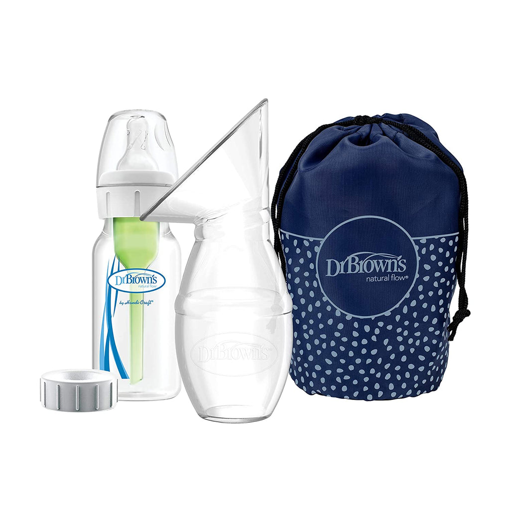 Dr. Brown’s Silicone One-Piece Breast Pump with Options+ Anti-Colic Bottle and Travel Bag