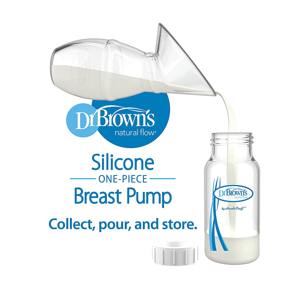 Dr. Brown’s Silicone One-Piece Breast Pump with Options+ Anti-Colic Bottle and Travel Bag
