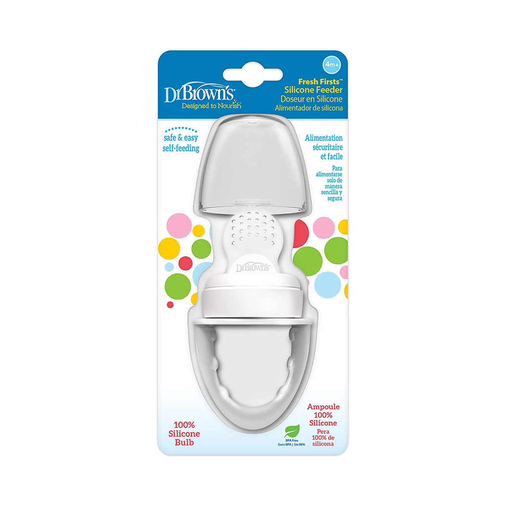 Dr Brown's Designed to Nourish Fresh Firsts Silicone Feeder Grey Age- 4 Months and Above