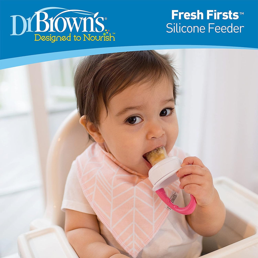 Dr Brown's Designed to Nourish Fresh Firsts Silicone Feeder Pink Age- 4 Months & Above