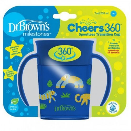 Dr Brown's Milestones Cheers 360 Cup with Handles Blue 200ml 6m+