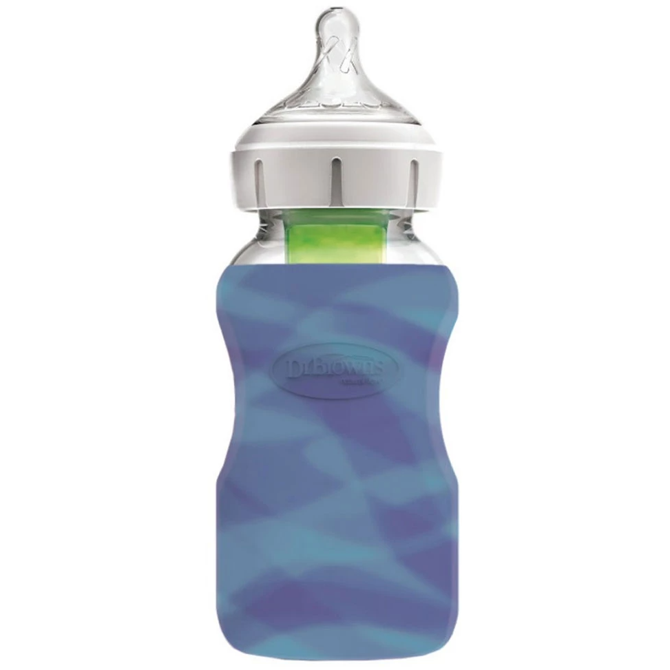 Dr Brown's Natural Flow® Options+™ Wide-Neck Glass Baby Bottle Sleeve 270ml Glow-in-the- Dark Unisex