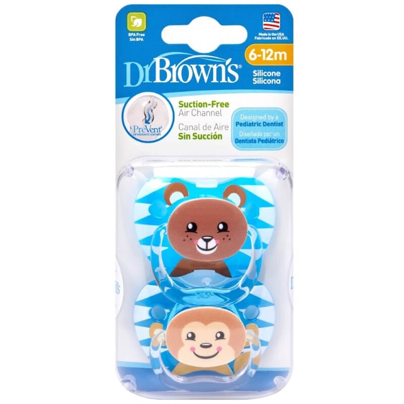 Dr Brown's PreVent Pacifier 2s - Stage 2 (6-12m) - Blue & Dark Blue
