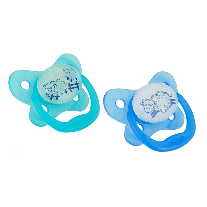 Dr Brown's PreVent™ Glow-In-The-Dark Butterfly Pacifier Stage 1 Blue 2 Pack 0-6m