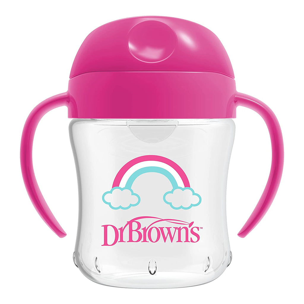Dr Brown's Soft-Spout Transition Cup with Handles 180ml Pink 6m+