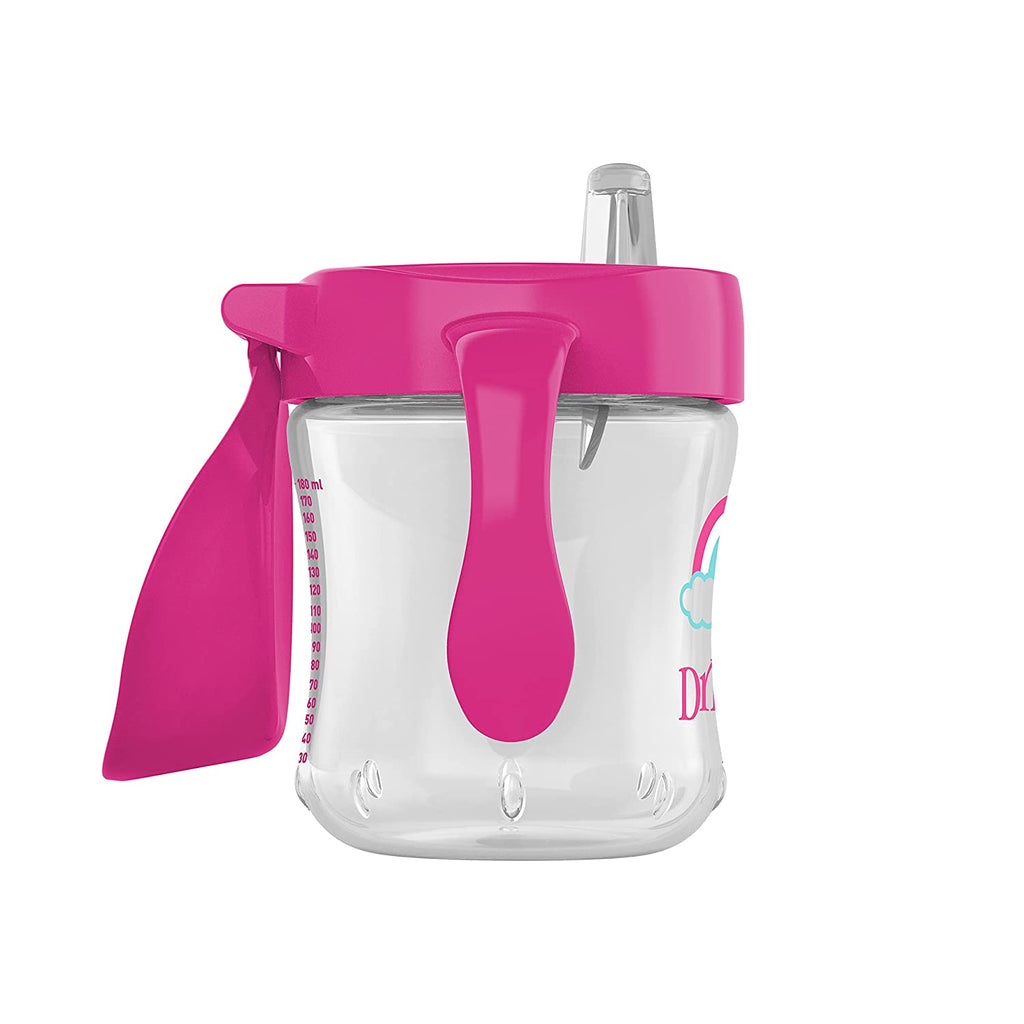 Dr Brown's Soft-Spout Transition Cup with Handles 180ml Pink 6m+