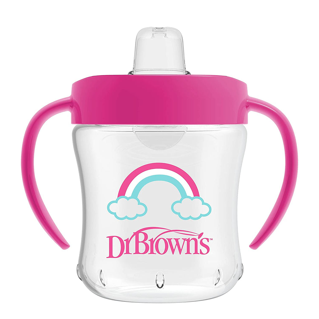 Dr Brown's Soft-Spout Transition Cup with Handles 180ml Pink 6m+