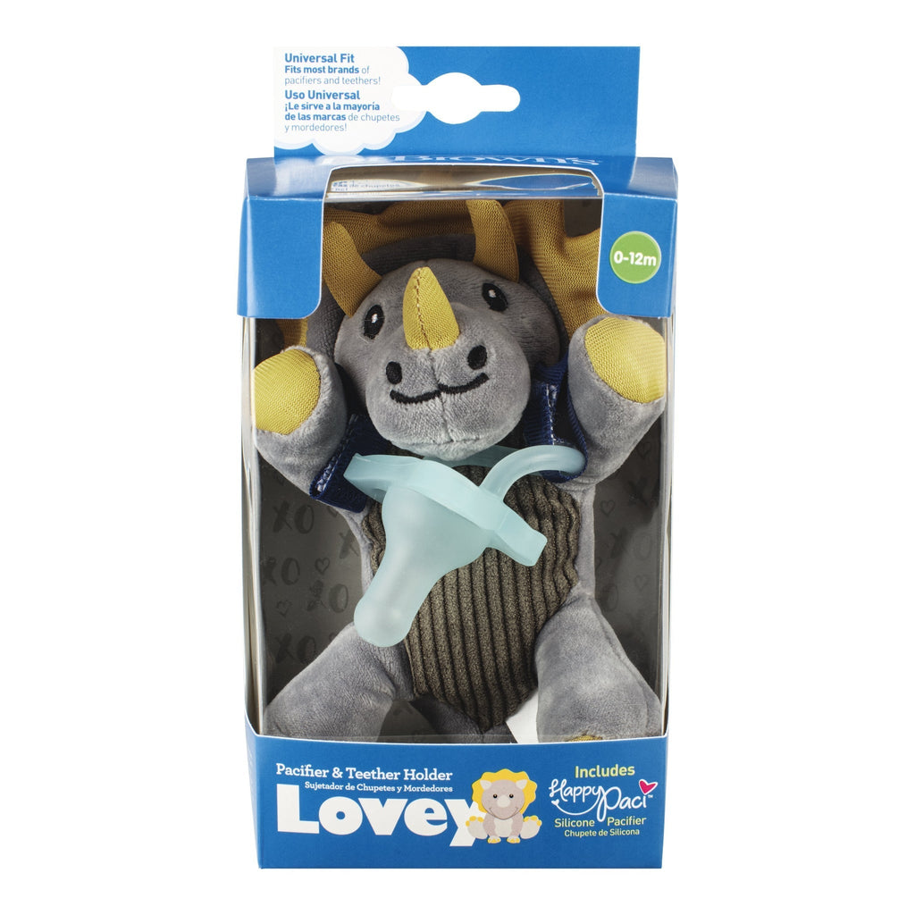 Dr Brown's Teddy the Triceratops Lovey with Orange One - Piece Pacifier 0-12 Months