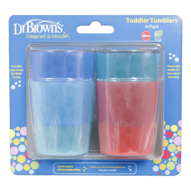 Dr Brown's Toddler Learning Tumbler Sipping Cup Pack of 4 Age- 18 Months & Above