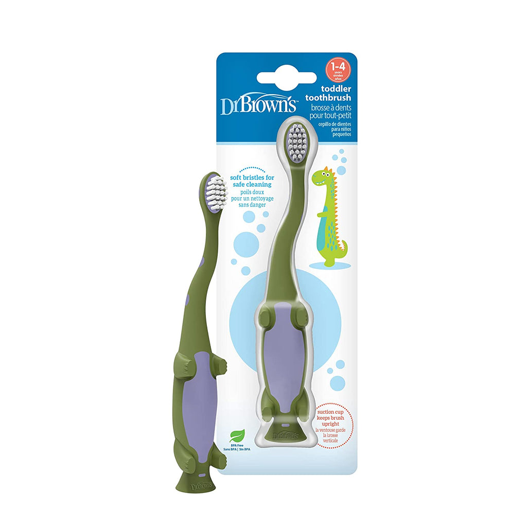 Dr Brown's Toddler Toothbrush, Dinosaur Green Age- 1 Year to 4 Years