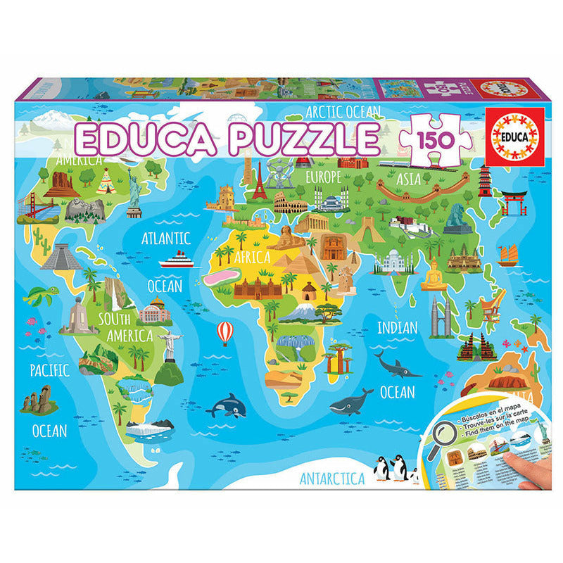 Educa Monuments World Map 150 Pieces Puzzle MulticolourAge- 6 Years & Above