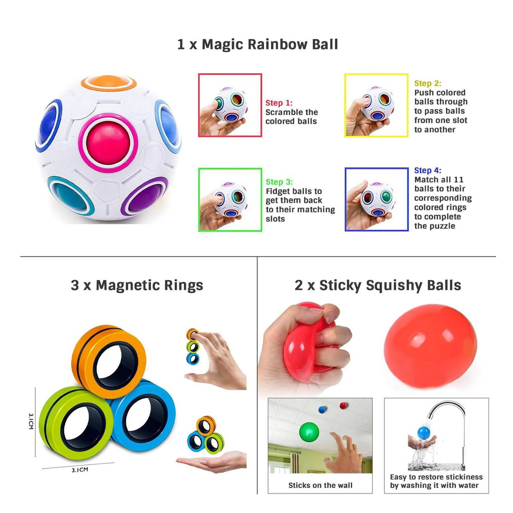 Essen 32 Piece Push Pop It Bubble Sensory Fidget Toy Set Multicolor Age- 6 Years & Above