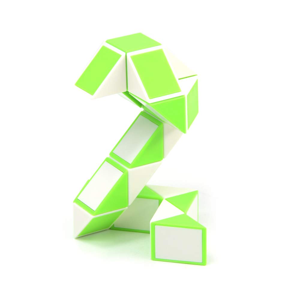 Essen Cubelelo Magic Snake 24 Blocks Geometric Brain Teaser Ruler Cube Wedges Twist Puzzle Toy (Green/White) Fidget Multicolor Age- 6 Years & Above