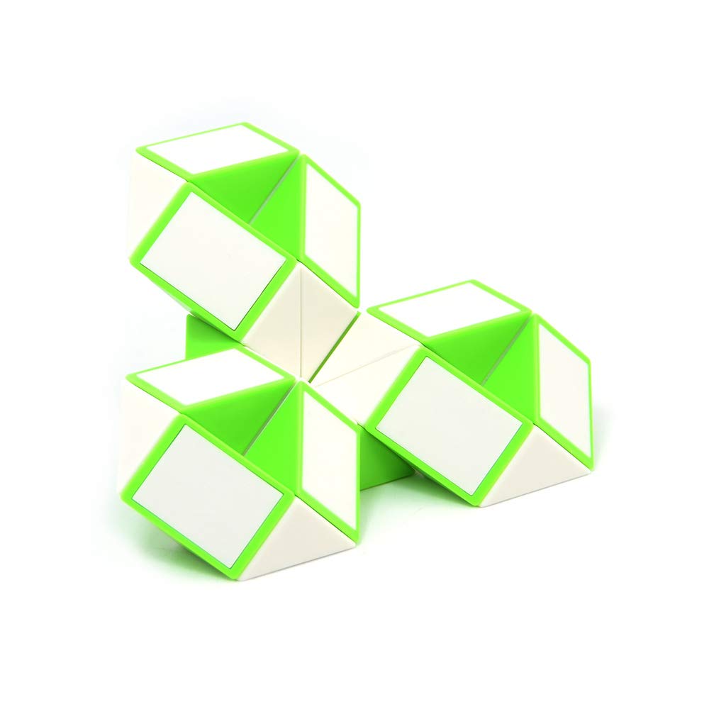 Essen Cubelelo Magic Snake 24 Blocks Geometric Brain Teaser Ruler Cube Wedges Twist Puzzle Toy (Green/White) Fidget Multicolor Age- 6 Years & Above