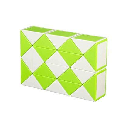 Essen Cubelelo Magic Snake 24 Blocks Geometric Brain Teaser Ruler Cube Wedges Twist Puzzle Toy (Green/White) Fidget Multicolor Age- 6 Years & Above