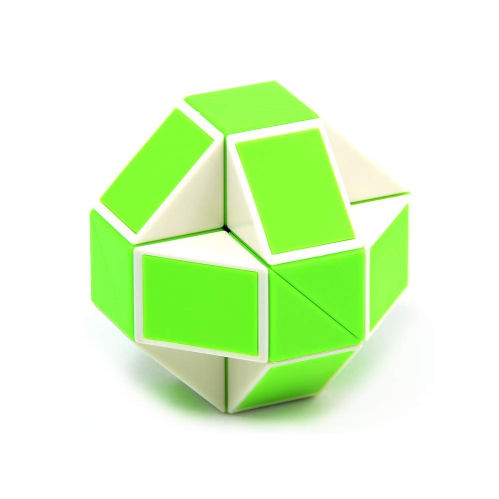 Essen Cubelelo Magic Snake 24 Blocks Geometric Brain Teaser Ruler Cube Wedges Twist Puzzle Toy (Green/White) Fidget Multicolor Age- 6 Years & Above