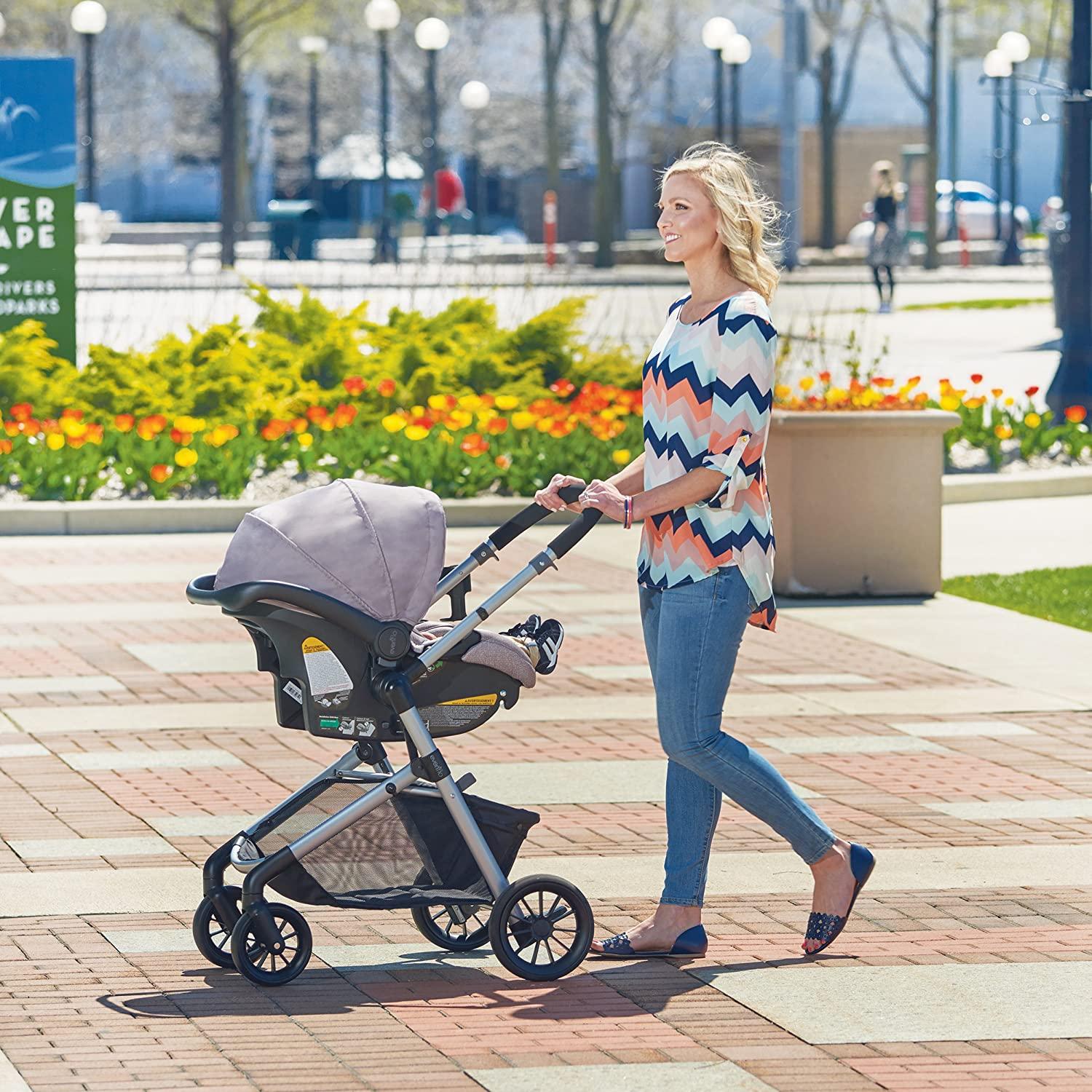 evenflo pivot red Evenflo Pivot Modular Travel System With Safemax Car Seat 0m-25Kg,  Sandstone