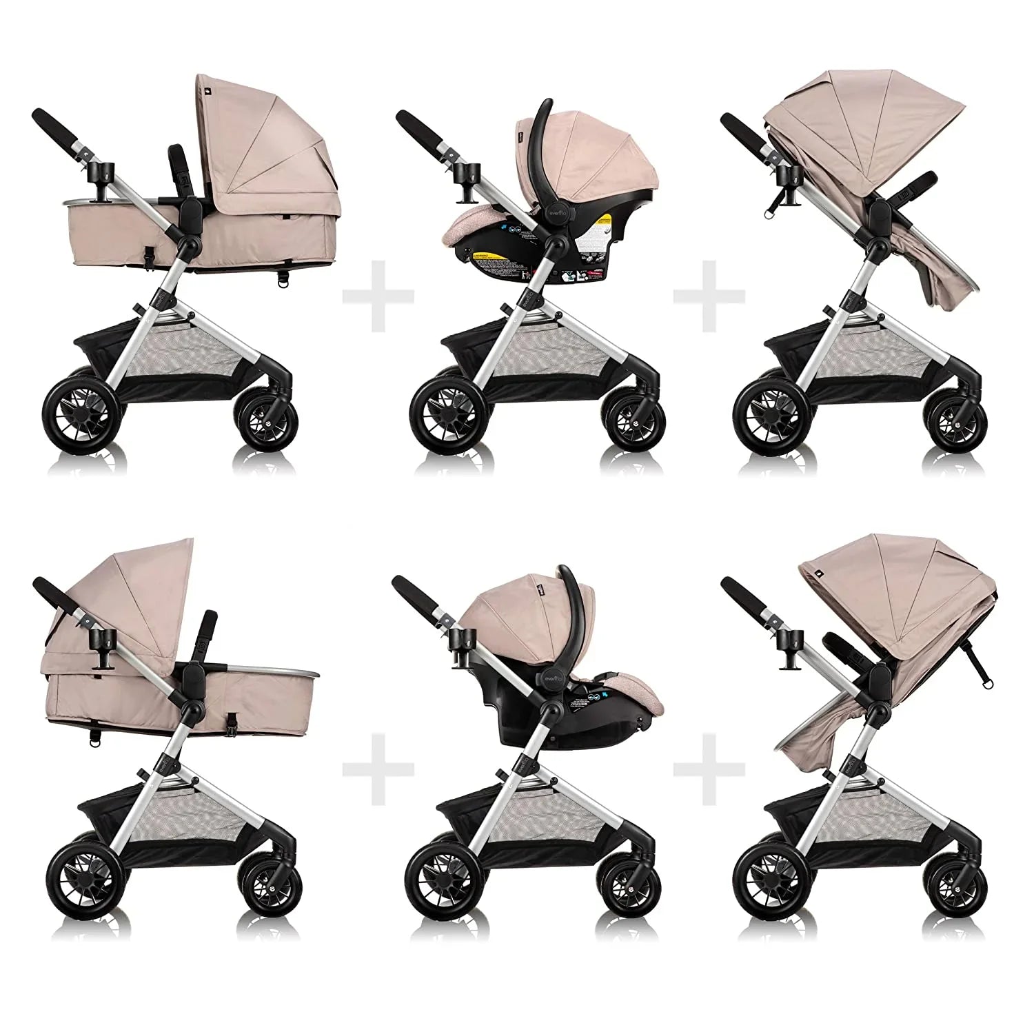 evenflo pivot modular travel system beige Evenflo Pivot Modular Travel System With Safemax Car Seat 0m-25Kg,  Sandstone