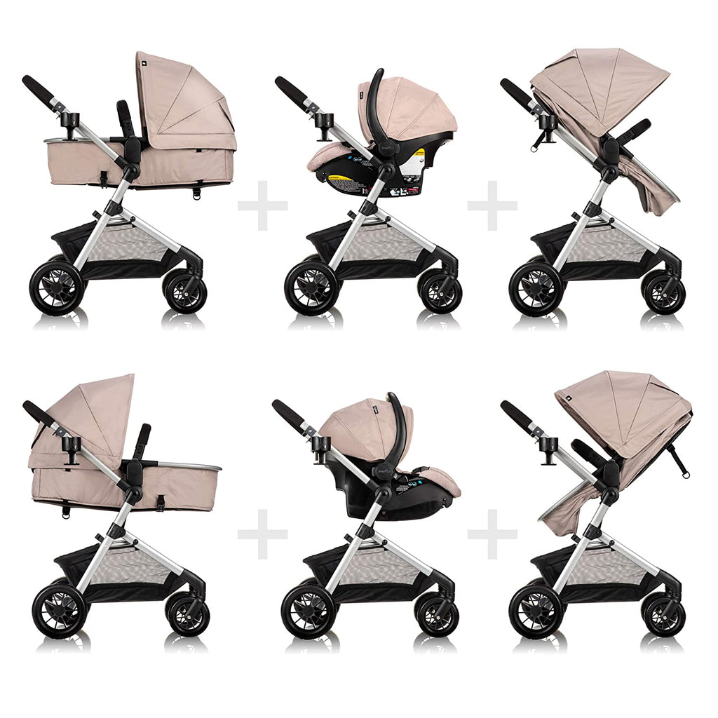 Evenflo Pivot Modular Travel System With Safemax Car Seat 0m-25Kg, Sandstone