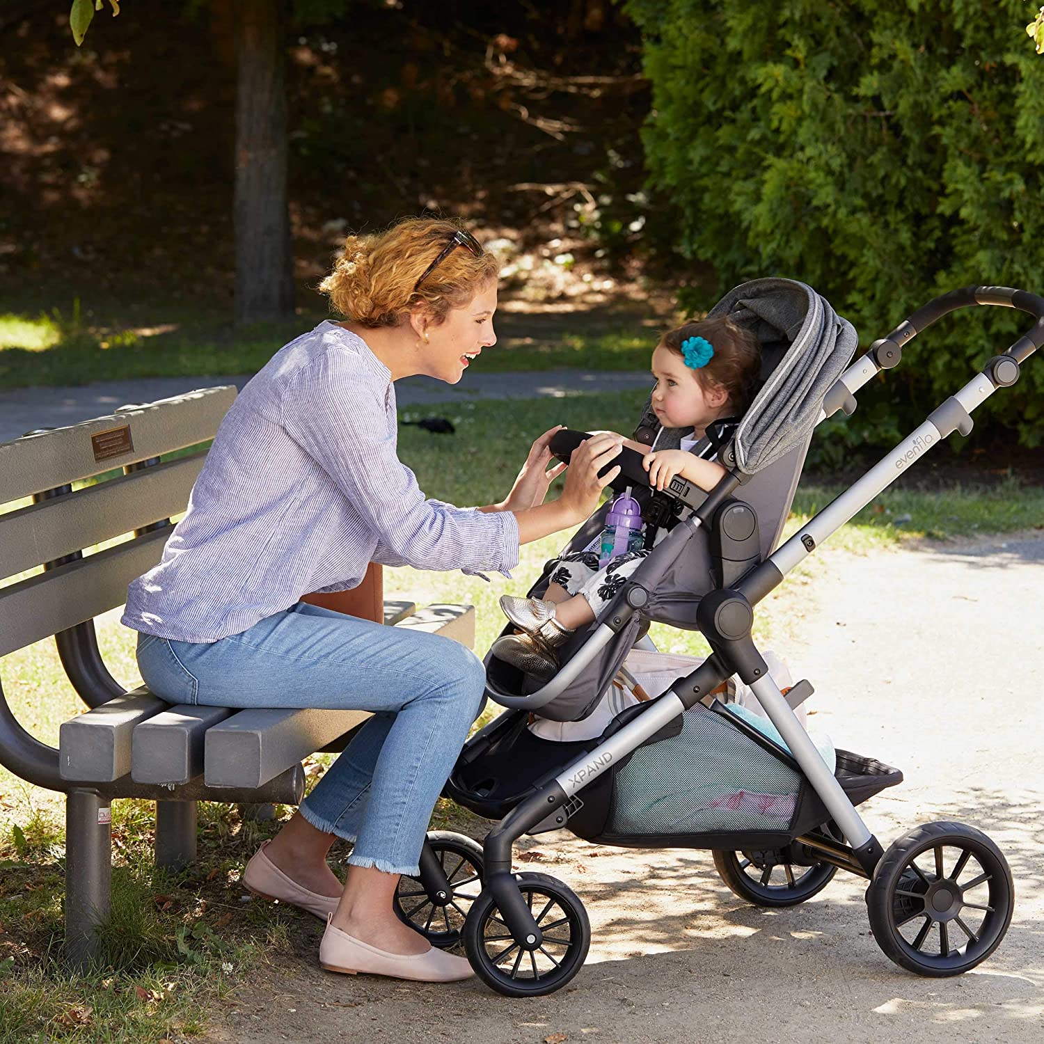Evenflo Pivot Xpand Modular Double Seat Stroller 0 25Kg Percheron Peekaboo