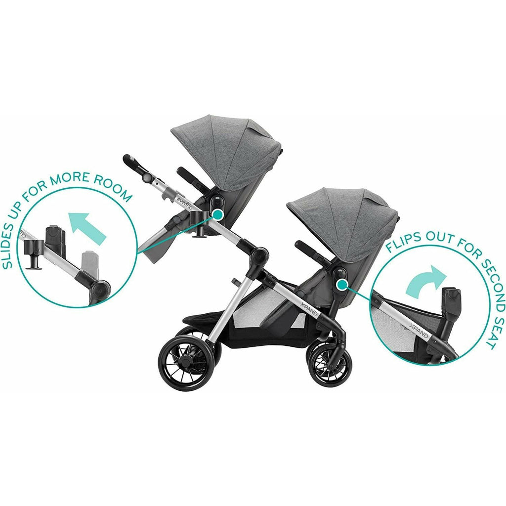 Evenflo Pivot Xpand Modular Double Seat Stroller 0-25Kg, Percheron
