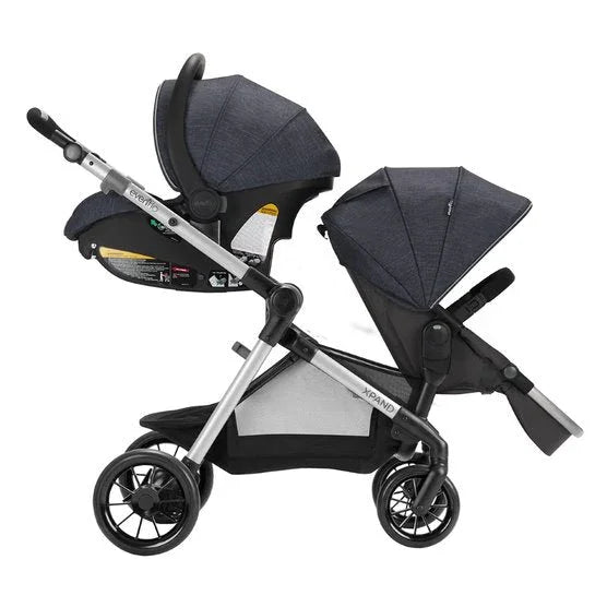 evenflo double stroller for infant and toddler Evenflo Pivot Xpand Modular Travel System, Roan Grey Age- Newborn to 5 Year  (0-22 kg)