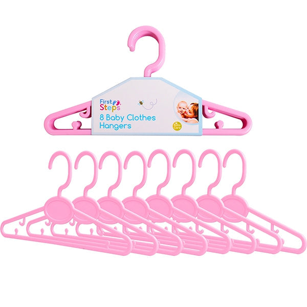 Pibi First Steps Pink Baby Clothes Hangers 8Pk Age- Newborn & Above