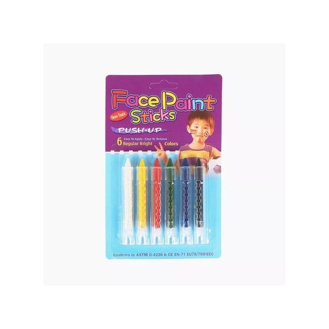 Face Paint Sticks Pushup 6 Regular Bright Colours