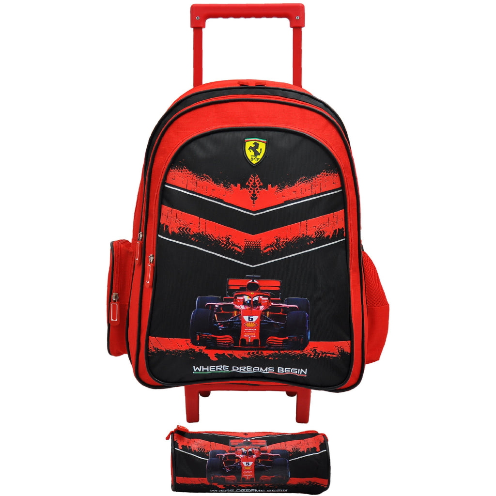Ferrari Go Like The Wind 18-inch Trolley Bag+ Pencil Case Age-9 Years to 12 Years