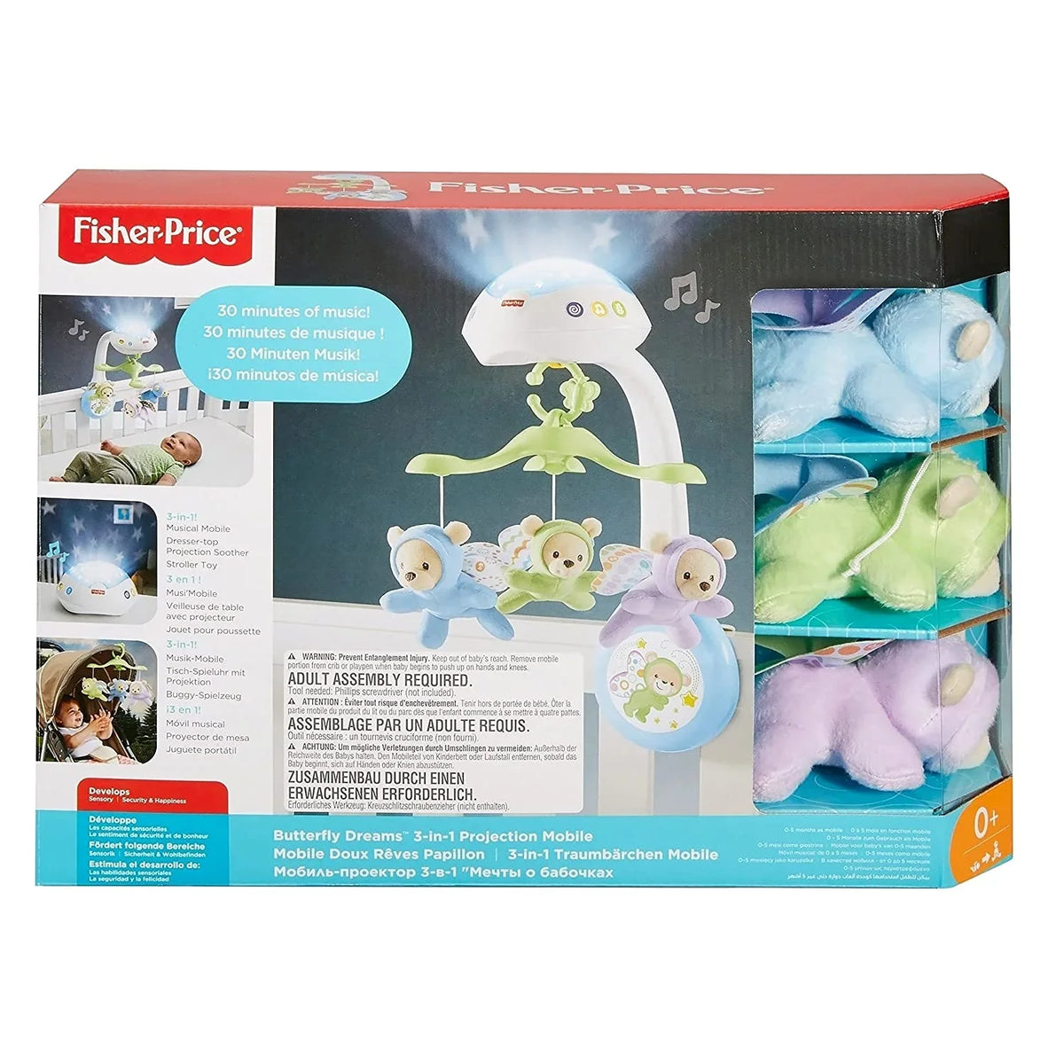Fisher-Price Butterfly 3 in 1 Projector Mobile Multicolor Age-6 Months ...