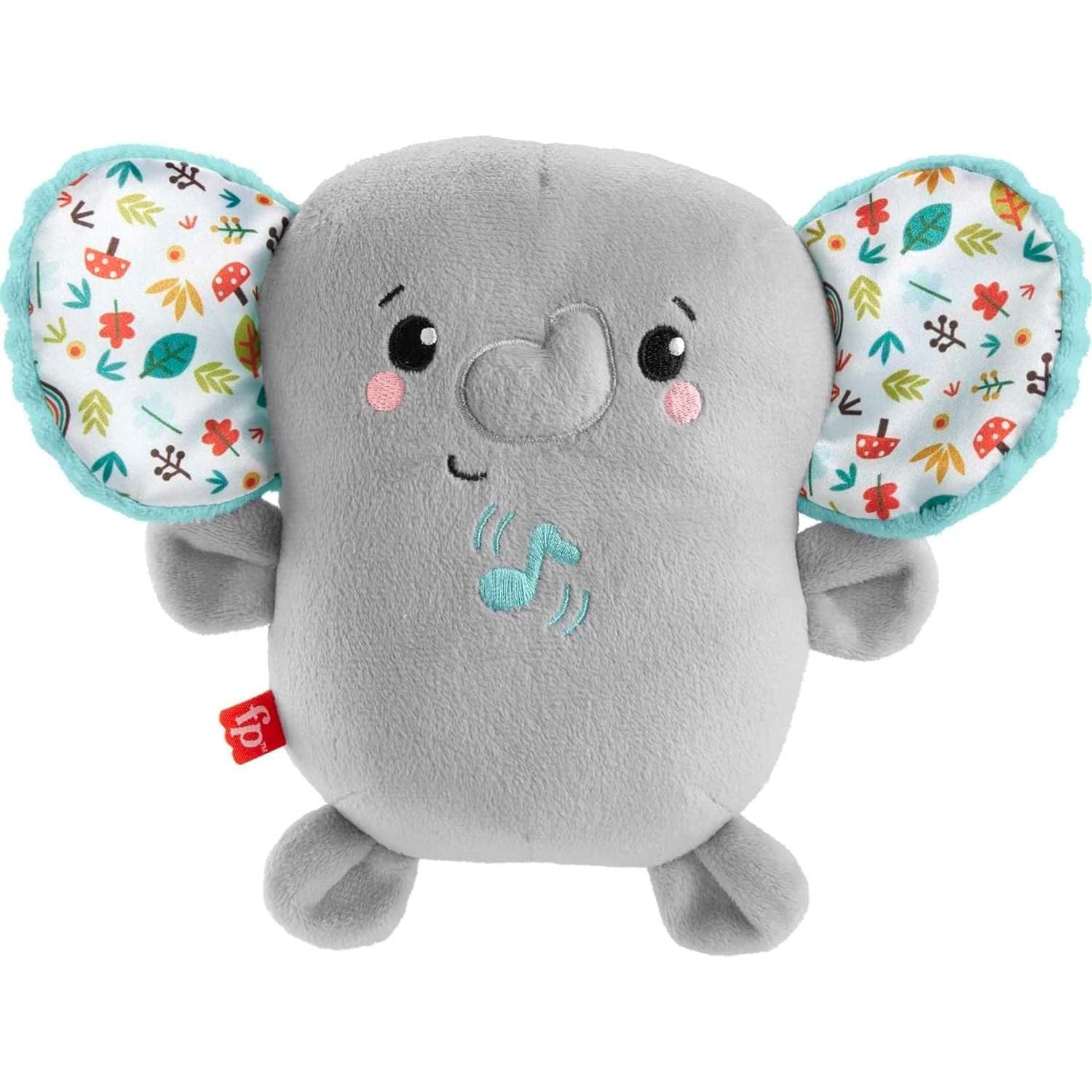 Fisher Price Plush Elephant Baby Toy with Music and Vibrations Grey Age Newborn Above Peekaboo