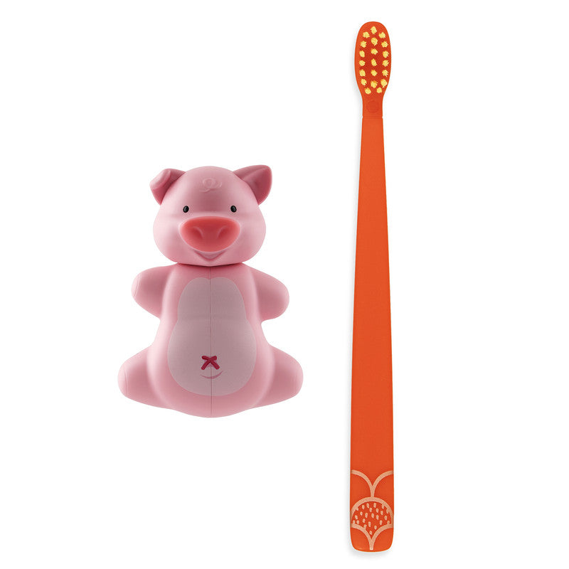 Flipper Fun Animal Piggy Toothbrush Cover & Toothbrush Combo Pack Multicolor Age- 3 Years & Above