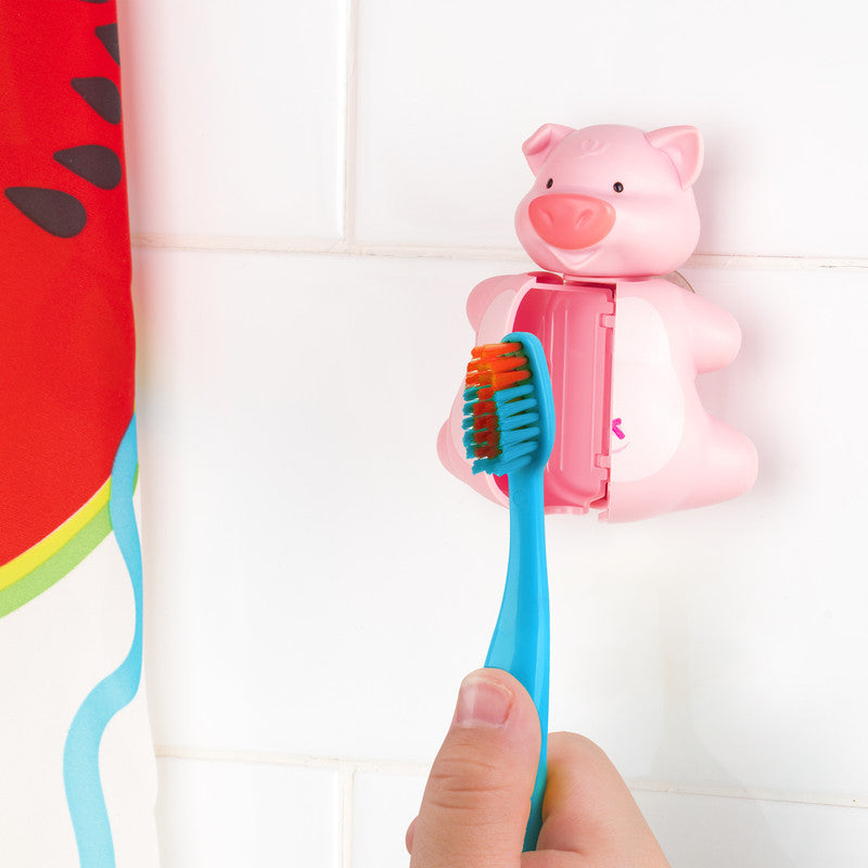 Flipper Fun Animal Piggy Toothbrush Cover & Toothbrush Combo Pack Multicolor Age- 3 Years & Above