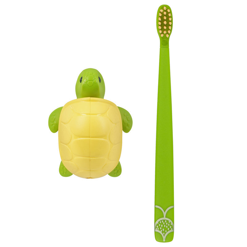 Flipper Fun Animal Turtle Toothbrush Cover & Toothbrush Combo Pack Multicolor Age- 3 Years & Above