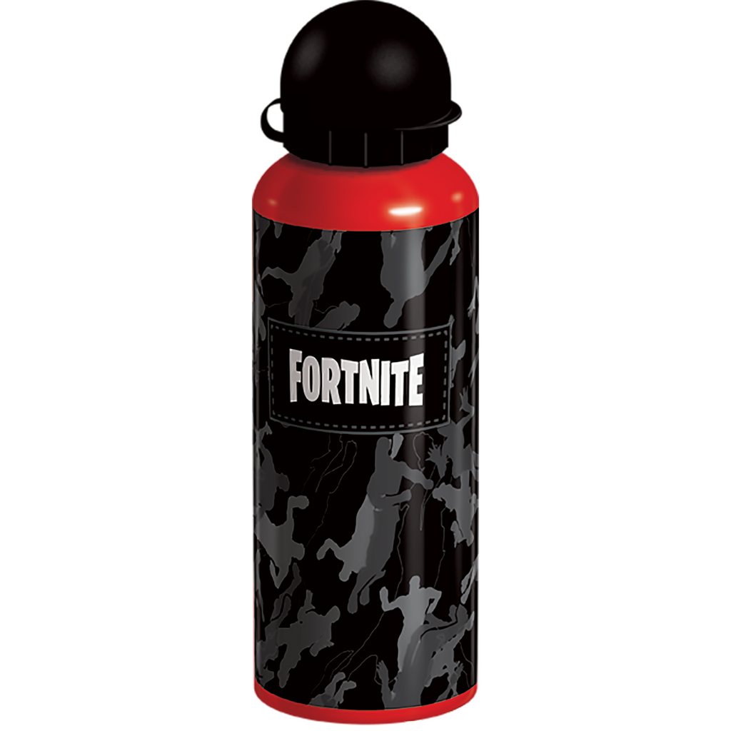 Fortnite - Metal Water Bottle with Strap Red/Black Age-5 Years & Above
