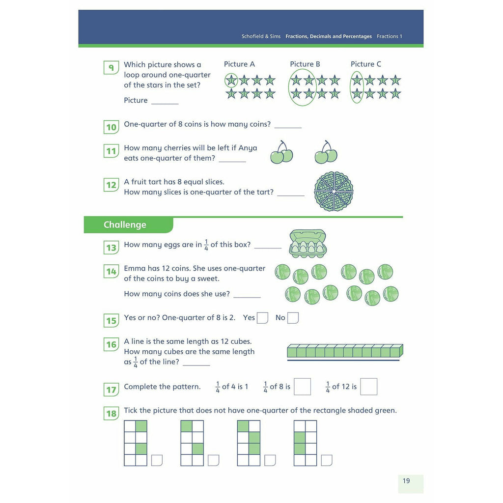 Fractions, Decimals and Percentages Book 1 (Year 1, Ages 5-6)