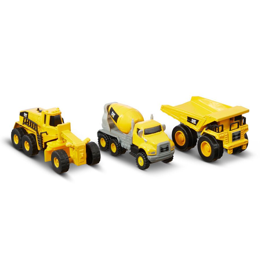 Funris Metal Concrete Mixer/ Dump Truck and Grader Pack of 3 Assorted Black/Yellow Age- 3 Years & Above