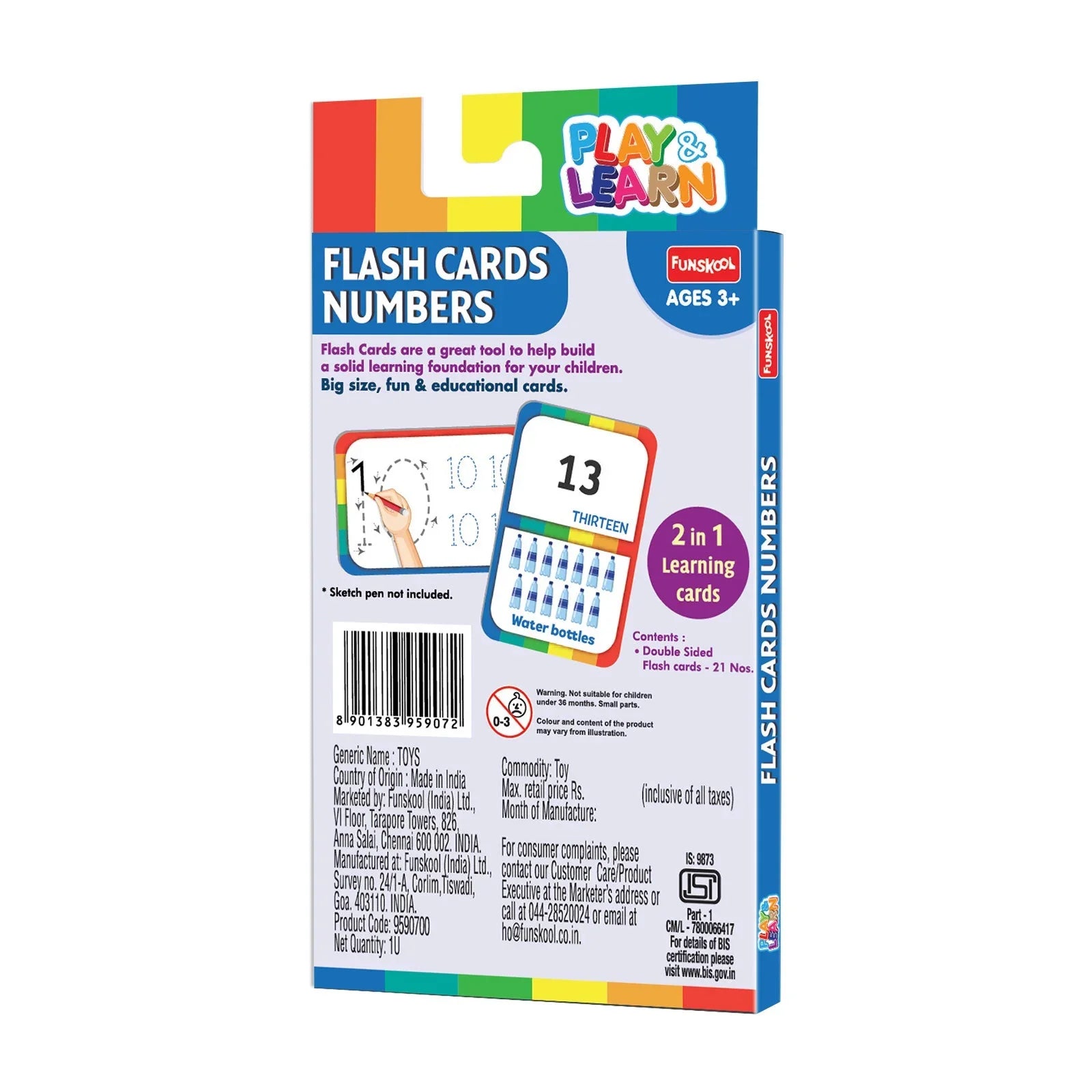 Funskool 2-in-1 Numbers Play & Learn Flash Cards Multicolor Age- 3 ...