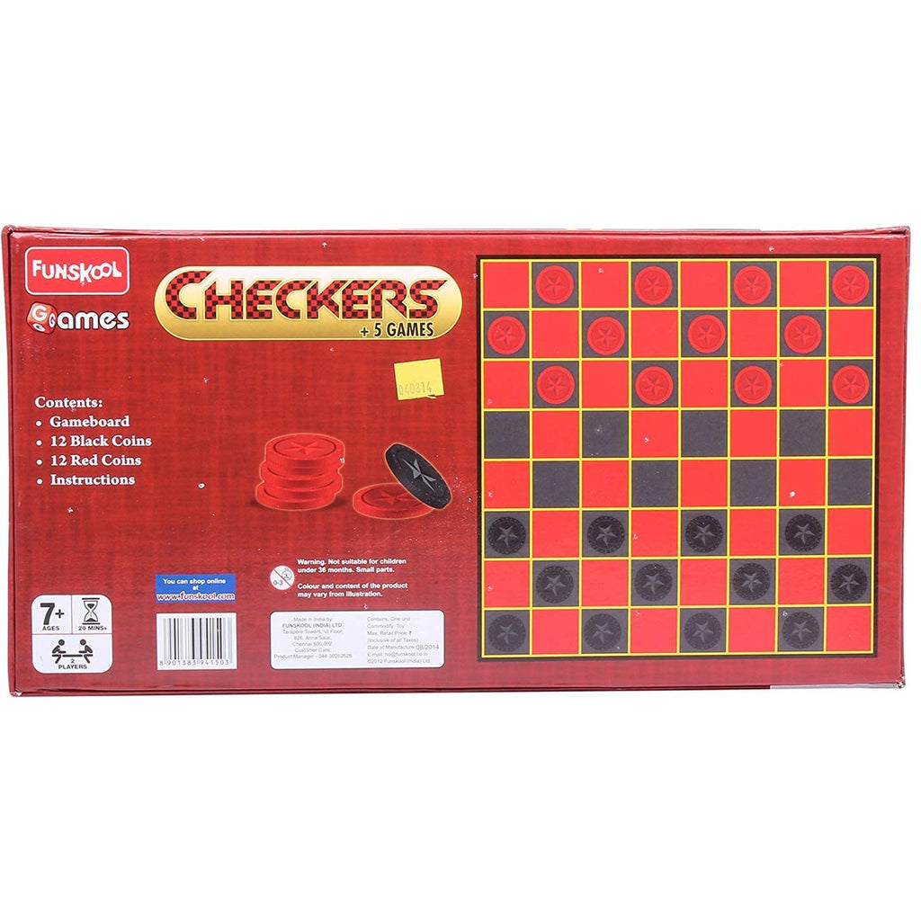 Funskool 5-in-1 Checkers Board Game Multicolor Age- 7 Years & Above