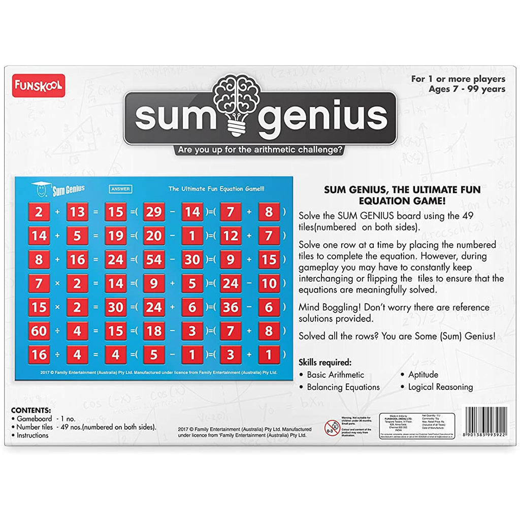 Funskool Sum Genius Board Game Multicolor Age- 4 Years & Above