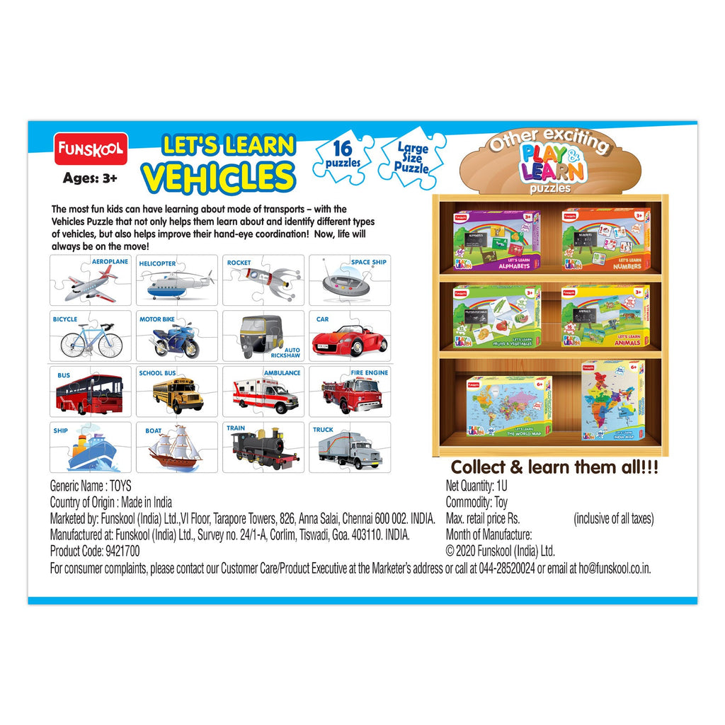 Funskool Vehicles Learning Puzzles Multicolor Age- 3 Years & Above