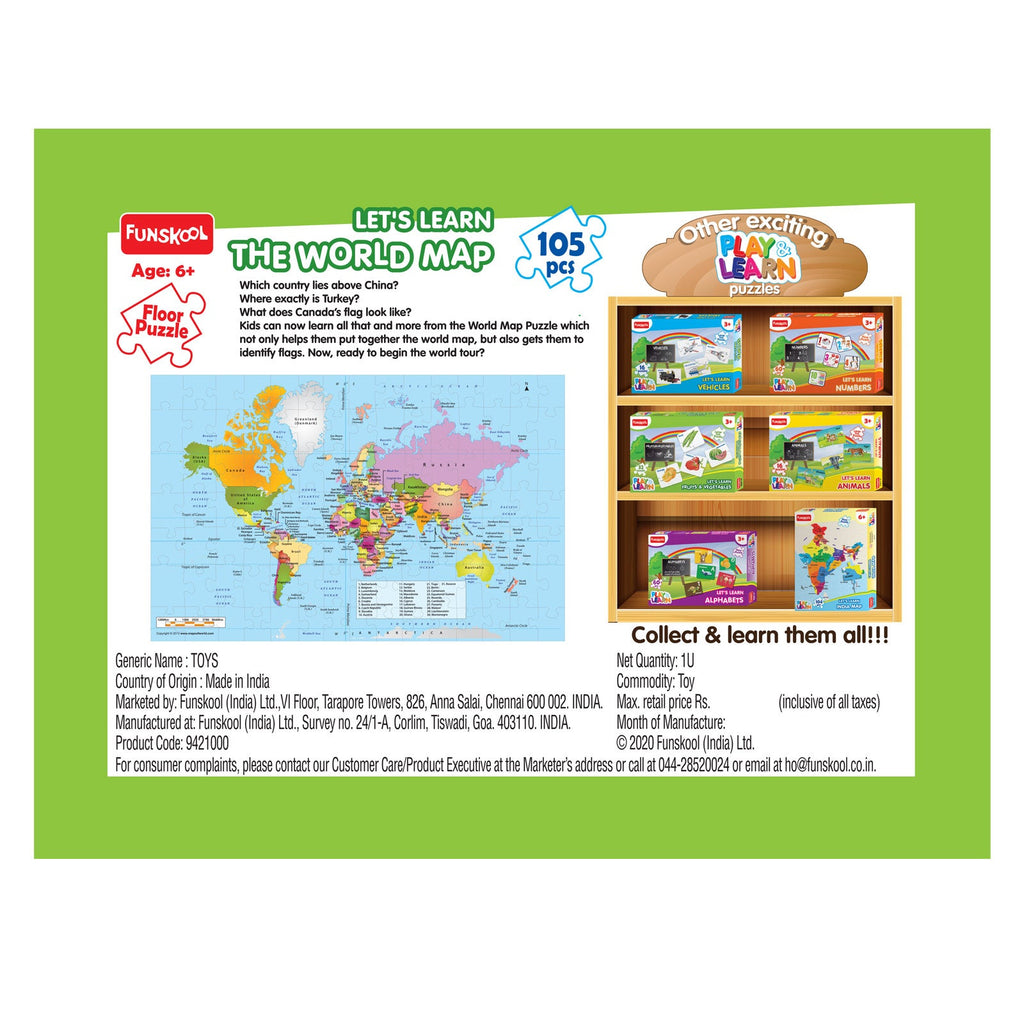 Funskool World Map Learning Puzzles Multicolor Age- 6 Years & Above
