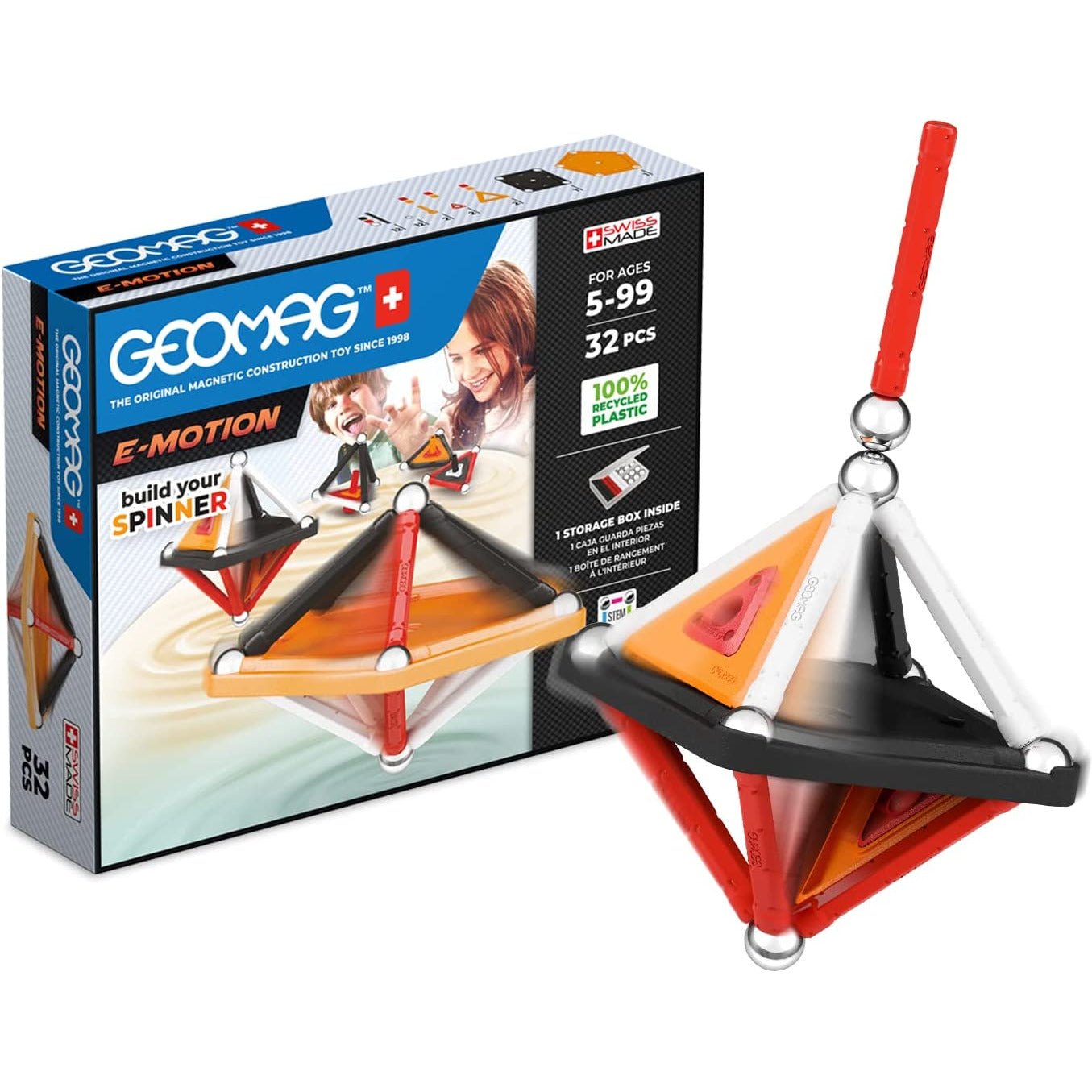 Geomag E Motion Recycled Blocks Set of 32 Multicolor Age 5 Years Above Peekaboo