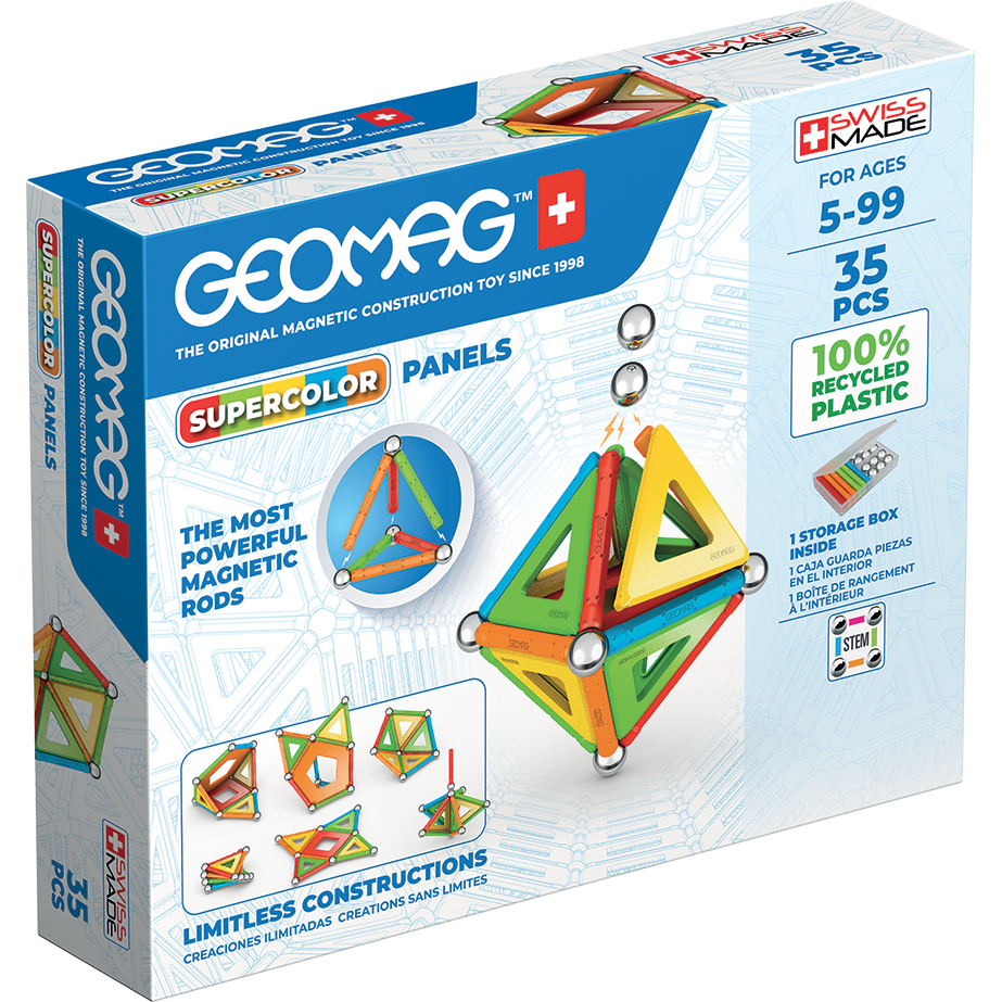 Geomag Supercolor Panels Recycled Magenetic Construction Blocks (35 Pieces) Multicolor Age-5 Years & Above
