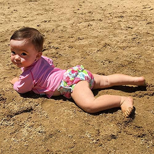 Green Sprouts Ruffle Snap Reusable Absorbent Swimsuit Diaper White Zinnia 711150 040 47 Age  6 Months & Above