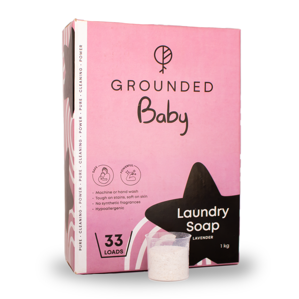Grounded Baby Laundry Soap Powder Lavender 1Kg (33 Washes) Peekaboo